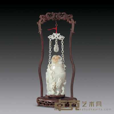清中期 雕螭虎挂梁瓶 高23.5cm